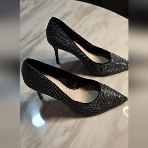 Gianni Bini Black High Heels w/ Silver Studded Embellishments - Size 10